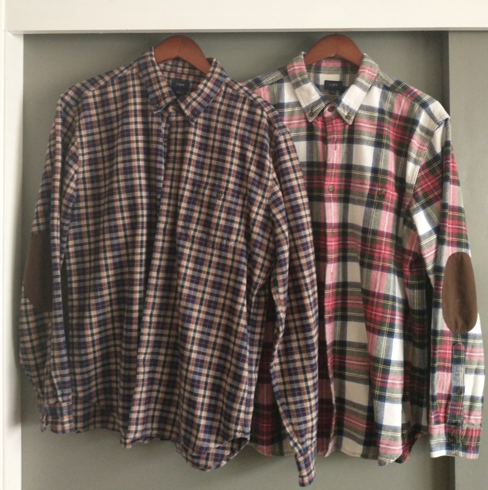 Pair of J. Crew Men's Plaid Button Down Shirts Size XL